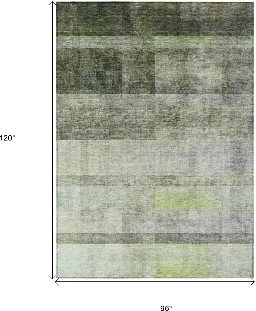 Olive Green Ombre Washable Non Skid Indoor Outdoor Area Rug Photo 3