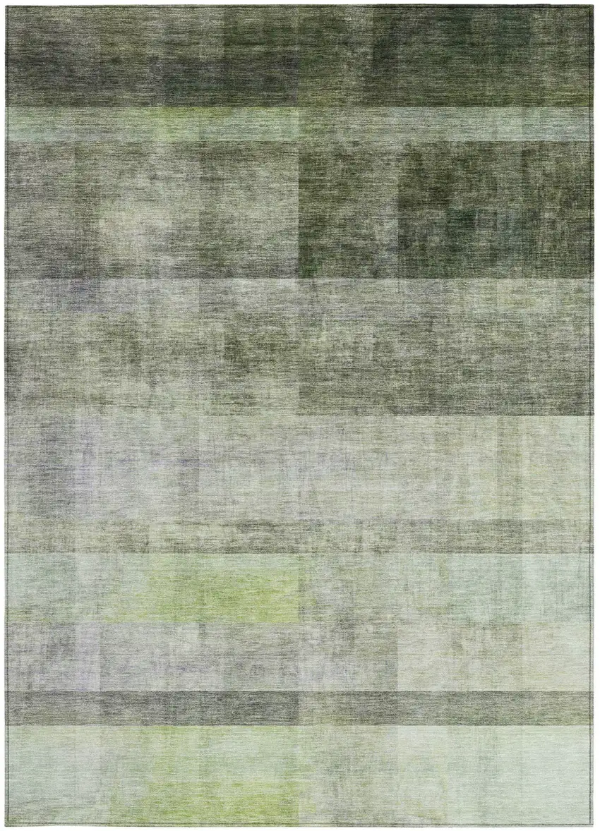 Olive Green Ombre Washable Non Skid Indoor Outdoor Area Rug Photo 5