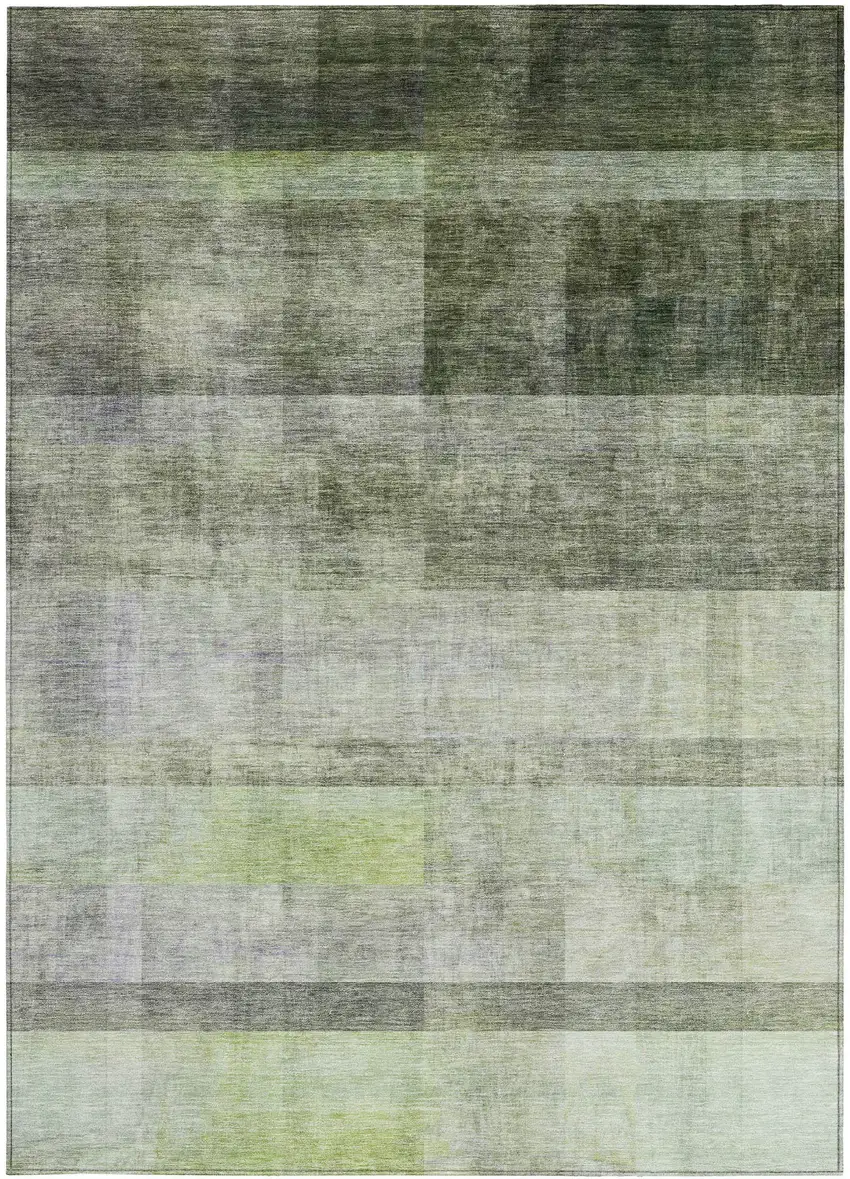 Olive Green Ombre Washable Non Skid Indoor Outdoor Area Rug Photo 5