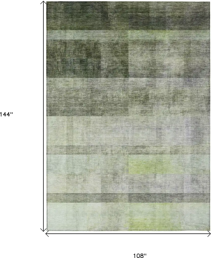 Olive Green Ombre Washable Non Skid Indoor Outdoor Area Rug Photo 3