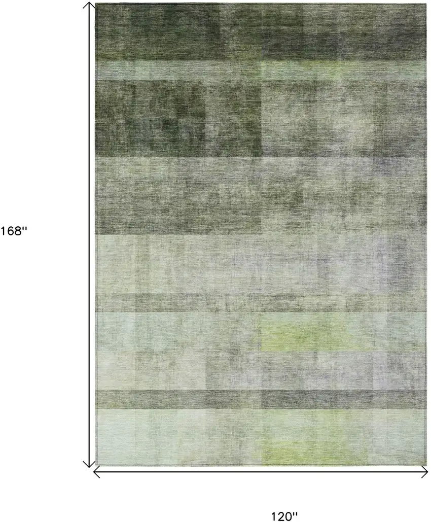 Olive Green Ombre Washable Non Skid Indoor Outdoor Area Rug Photo 3