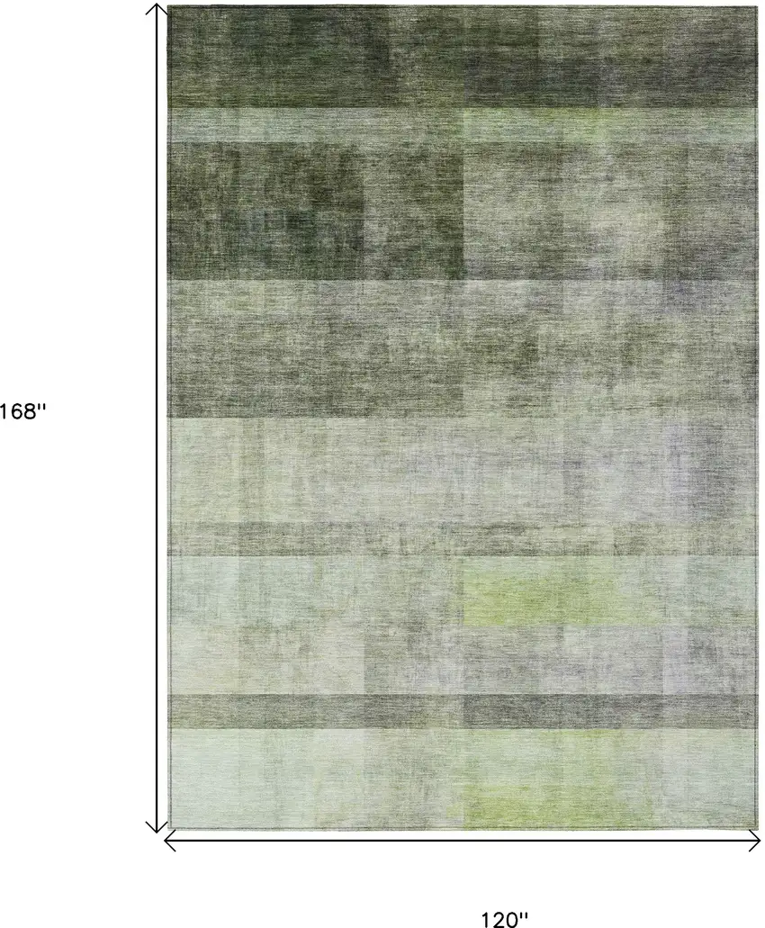 Olive Green Ombre Washable Non Skid Indoor Outdoor Area Rug Photo 3