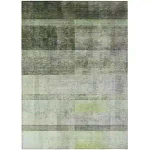 Photo of Olive Green Ombre Washable Non Skid Indoor Outdoor Area Rug