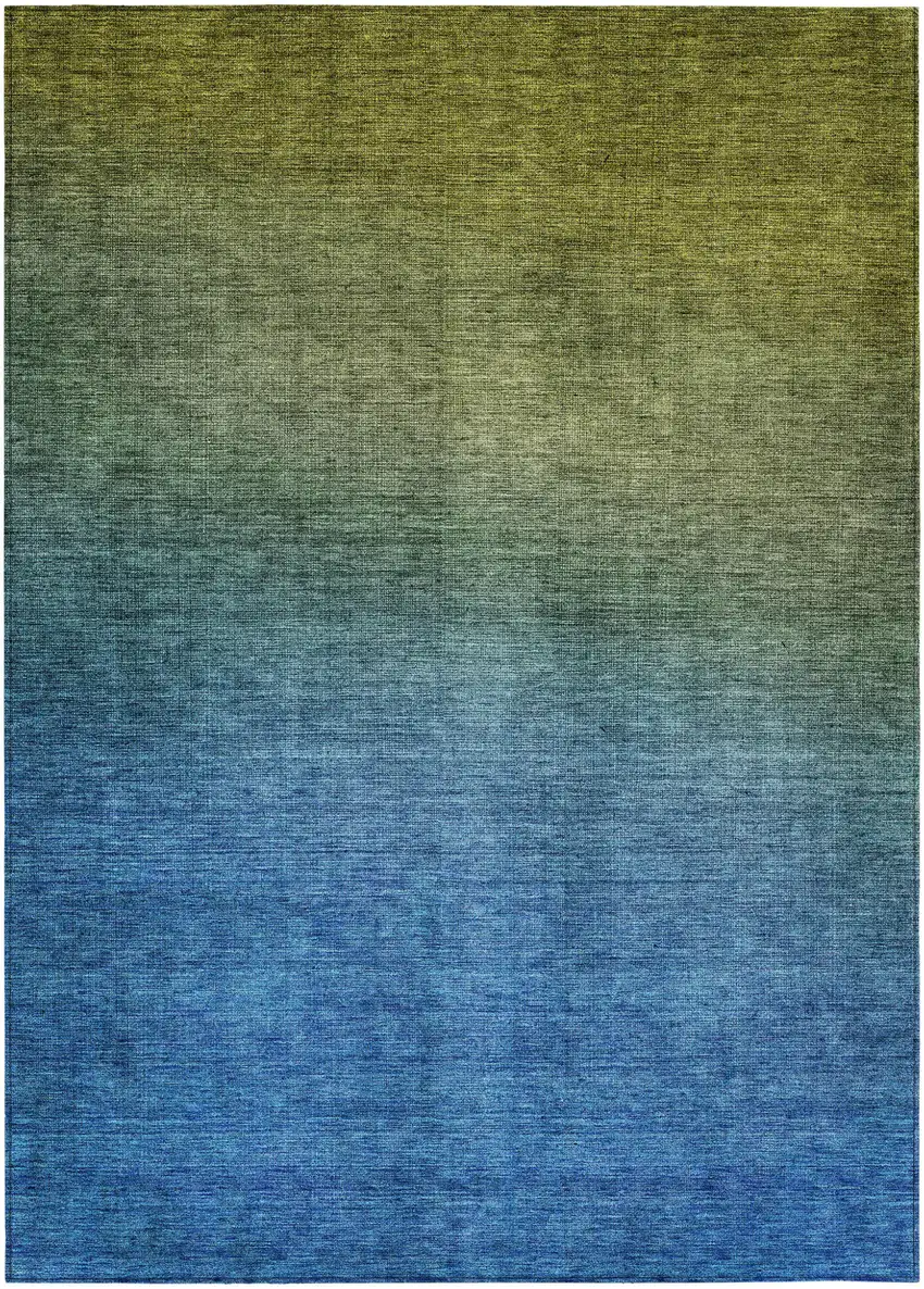 Olive Green Ombre Washable Non Skid Indoor Outdoor Area Rug Photo 2