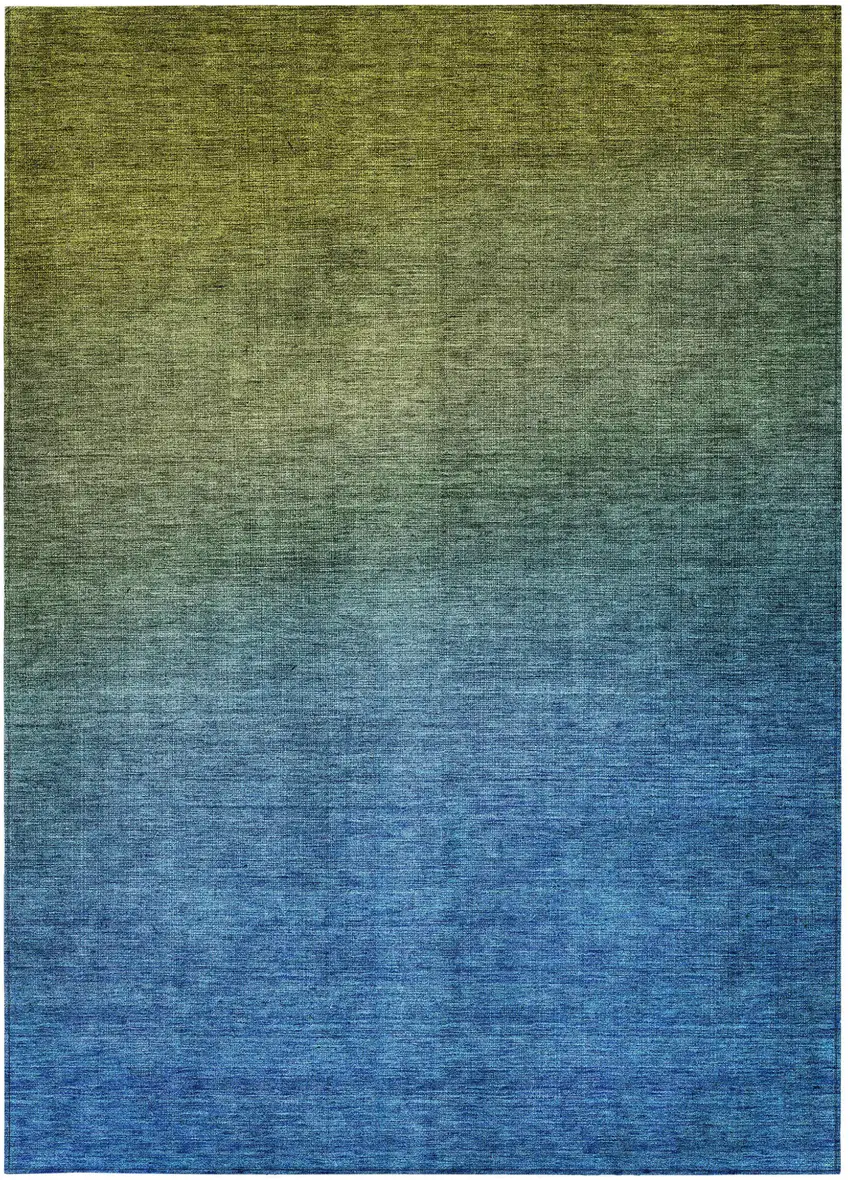 Olive Green Ombre Washable Non Skid Indoor Outdoor Area Rug Photo 5