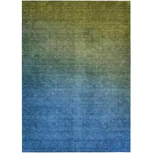 Photo of Olive Green Ombre Washable Non Skid Indoor Outdoor Area Rug