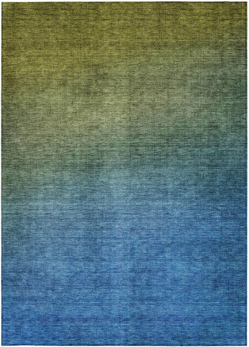 Olive Green Ombre Washable Non Skid Indoor Outdoor Area Rug Photo 4