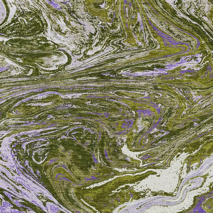 Olive Green Purple And Beige Abstract Washable Indoor Outdoor Area Rug Photo 5