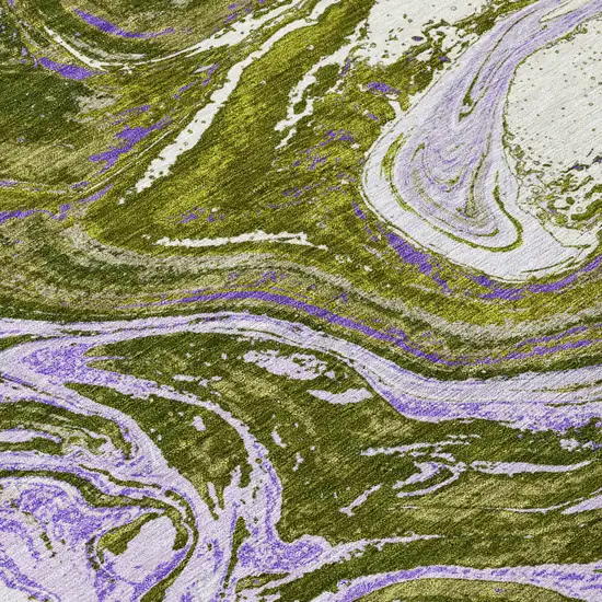 Olive Green Purple And Beige Abstract Washable Indoor Outdoor Area Rug Photo 6