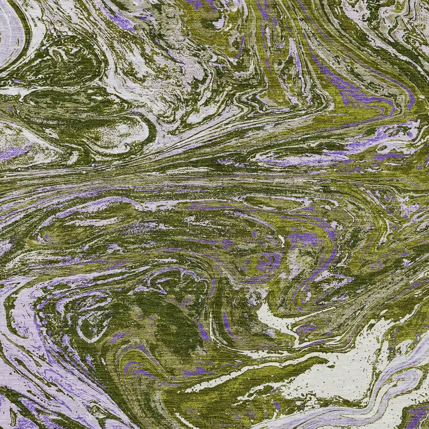 Olive Green Purple And Beige Abstract Washable Indoor Outdoor Area Rug Photo 5