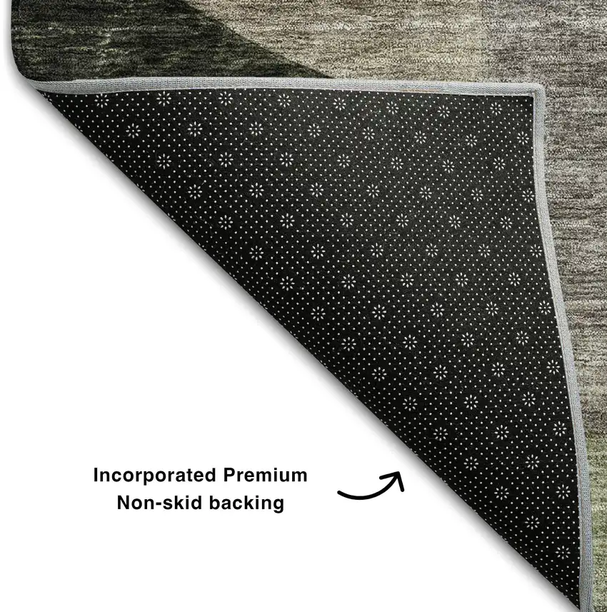 Olive Green Purple And Brown Abstract Geometric Washable Area Rug With UV Protection Photo 5