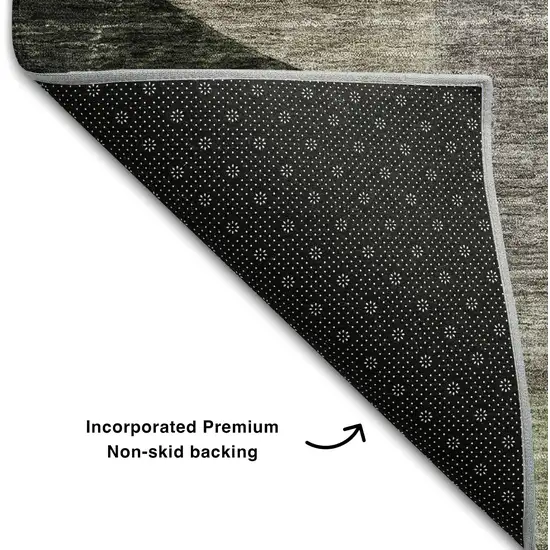 Olive Green Purple And Brown Abstract Geometric Washable Area Rug With UV Protection Photo 5