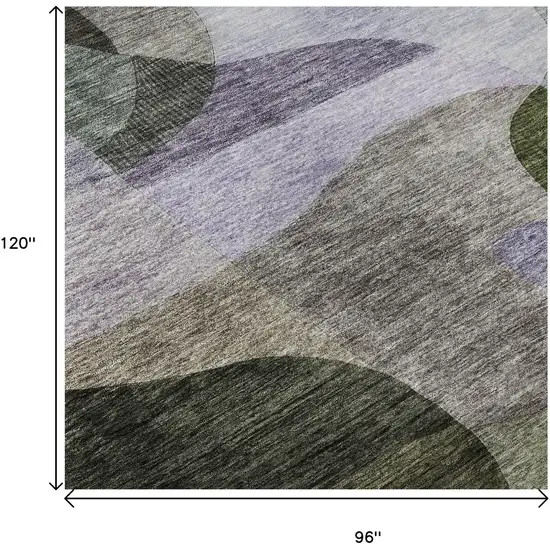 Olive Green Purple And Brown Abstract Geometric Washable Area Rug With UV Protection Photo 8