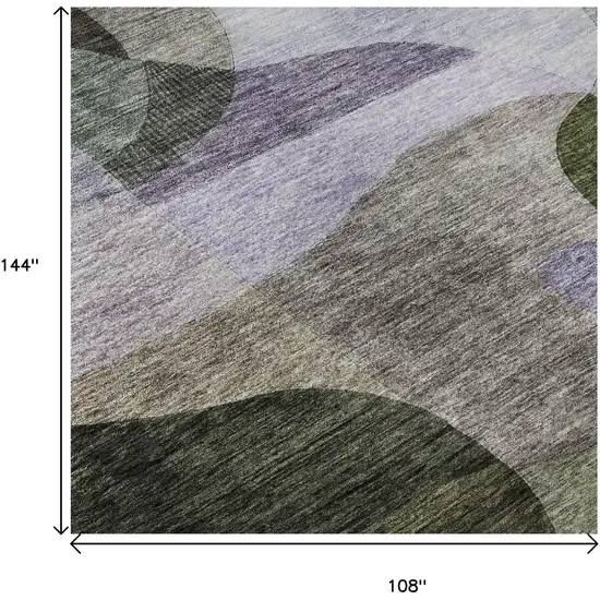 Olive Green Purple And Brown Abstract Geometric Washable Area Rug With UV Protection Photo 8