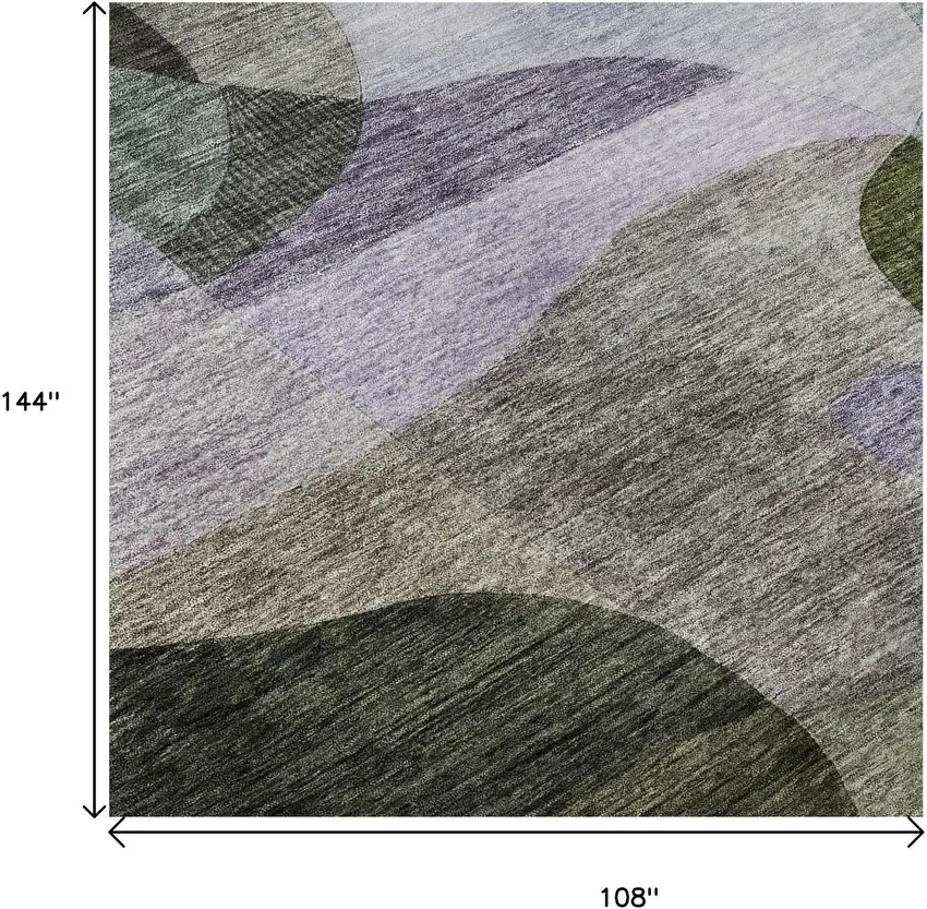 Olive Green Purple And Brown Abstract Geometric Washable Area Rug With UV Protection Photo 8