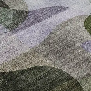 Photo of Olive Green Purple And Brown Abstract Geometric Washable Area Rug With UV Protection