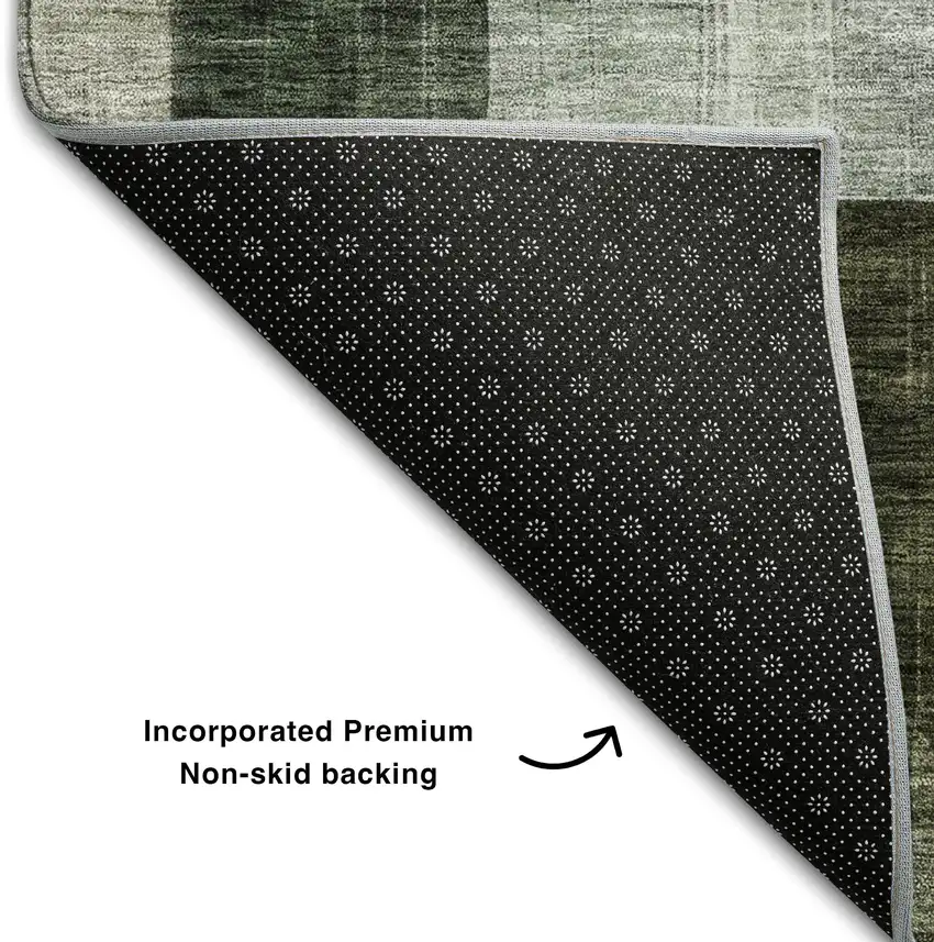 Olive Green Purple And Brown Geometric Washable Area Rug With UV Protection Photo 5