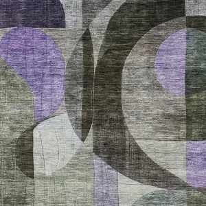 Photo of Olive Green Purple And Brown Geometric Washable Area Rug With UV Protection