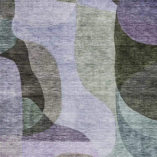 Olive Green Purple And Charcoal Abstract Washable Indoor Outdoor Area Rug Photo 5