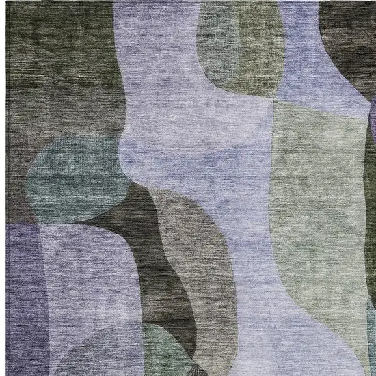 Olive Green Purple And Charcoal Abstract Washable Indoor Outdoor Area Rug Photo 5