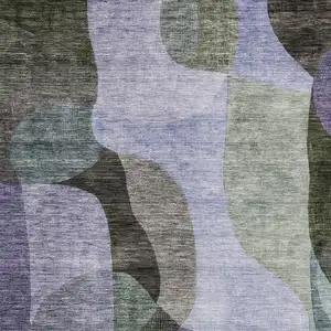 Photo of Olive Green Purple And Charcoal Abstract Washable Indoor Outdoor Area Rug