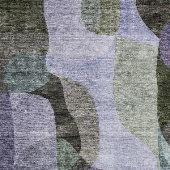 Olive Green Purple And Charcoal Abstract Washable Indoor Outdoor Area Rug Photo 5