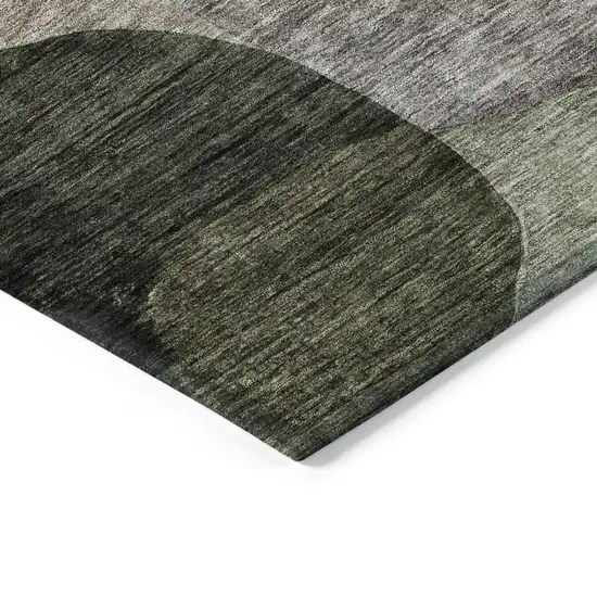 Olive Green Purple And Charcoal Abstract Washable Indoor Outdoor Area Rug Photo 4