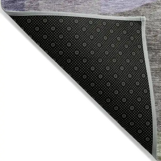 Olive Green Purple And Charcoal Abstract Washable Indoor Outdoor Area Rug Photo 3