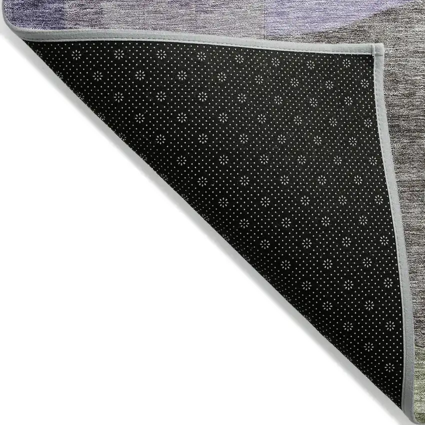 Olive Green Purple And Charcoal Abstract Washable Indoor Outdoor Area Rug Photo 3