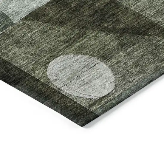 Olive Green Purple And Gray Geometric Washable Indoor Outdoor Area Rug Photo 4