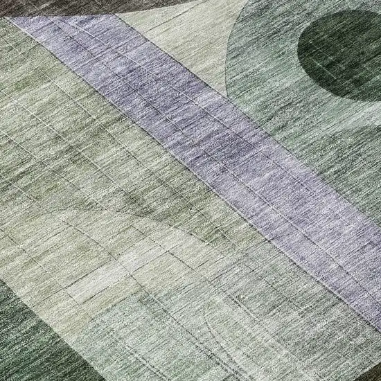 Olive Green Purple And Gray Geometric Washable Indoor Outdoor Area Rug Photo 8
