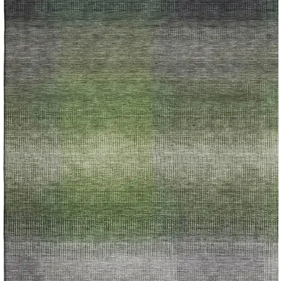 Olive Green Purple And Gray Striped Washable Area Rug With UV Protection Photo 2