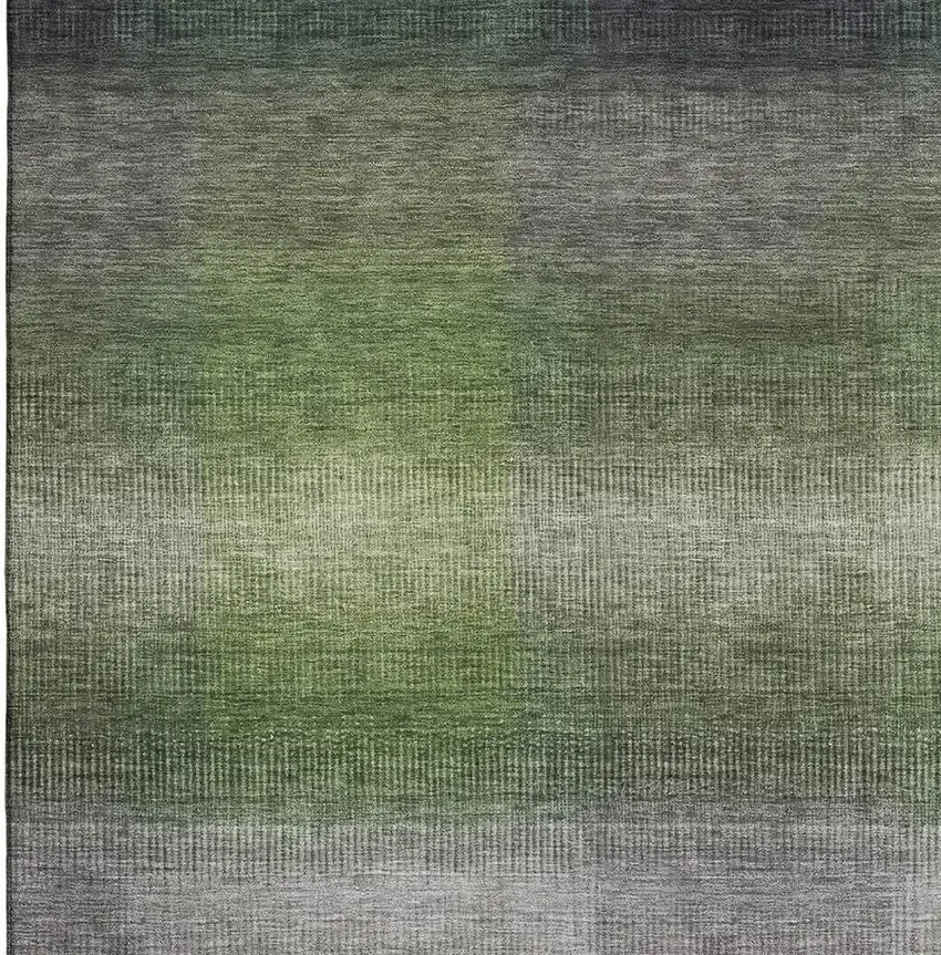 Olive Green Purple And Gray Striped Washable Area Rug With UV Protection Photo 2