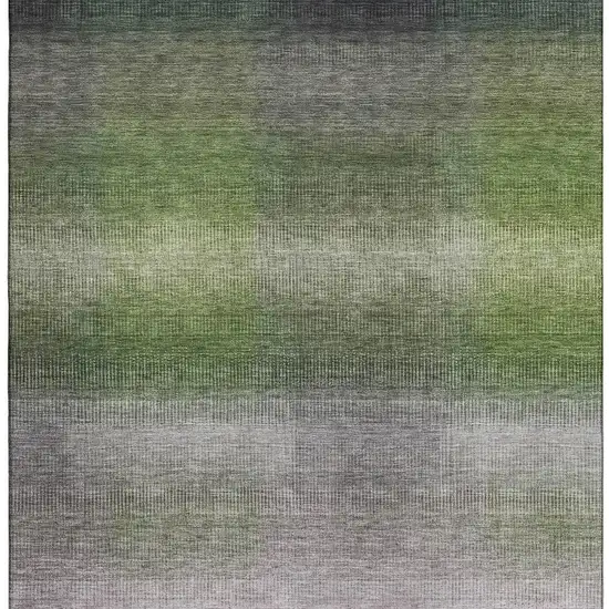 Olive Green Purple And Gray Striped Washable Area Rug With UV Protection Photo 4