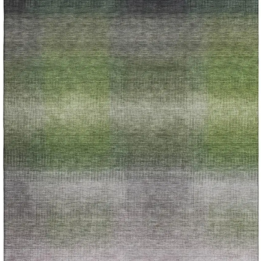 Olive Green Purple And Gray Striped Washable Area Rug With UV Protection Photo 2