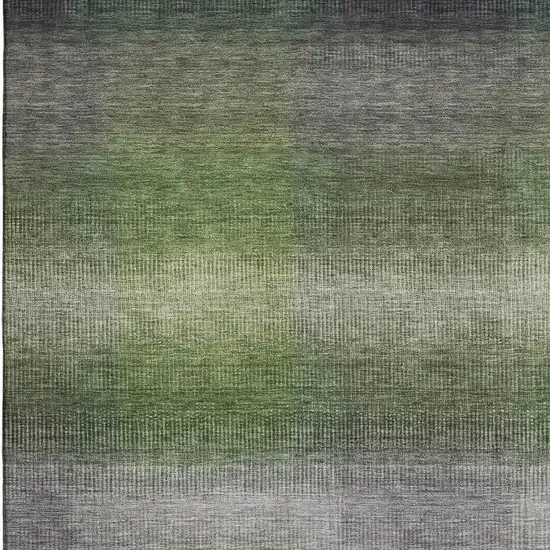 Olive Green Purple And Gray Striped Washable Area Rug With UV Protection Photo 2