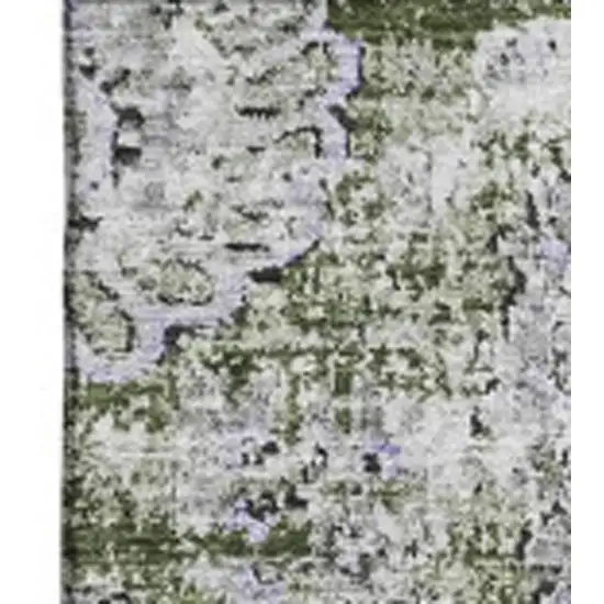 Olive Green Purple And Ivory Floral Washable Area Rug With UV Protection Photo 3