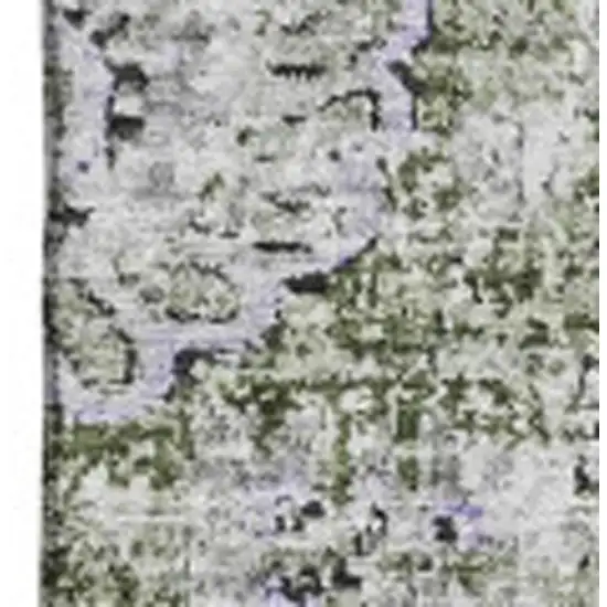 Olive Green Purple And Ivory Floral Washable Area Rug With UV Protection Photo 2