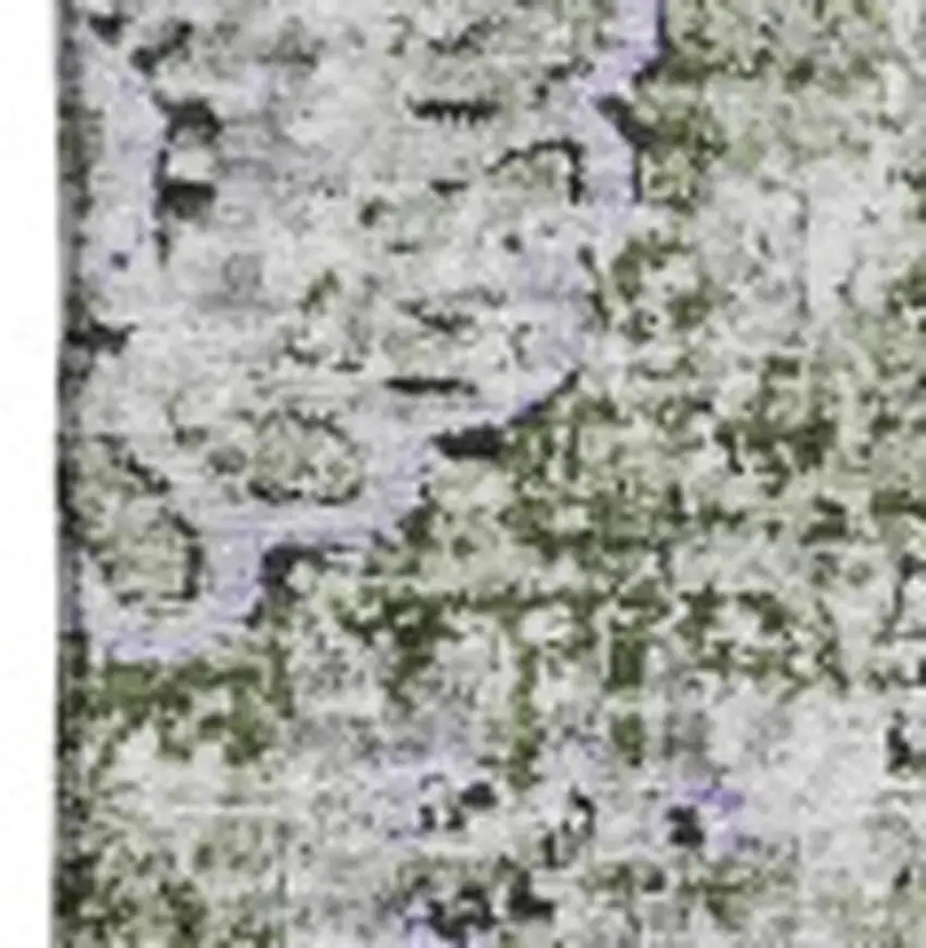 Olive Green Purple And Ivory Floral Washable Area Rug With UV Protection Photo 2