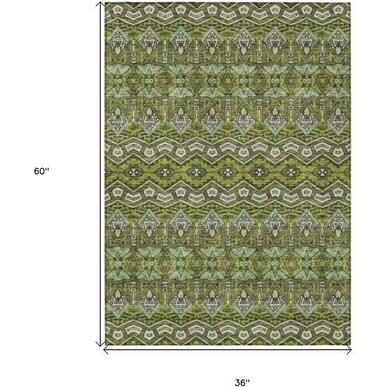 Olive Green Purple And Ivory Moroccan Washable Indoor Outdoor Area Rug Photo 3