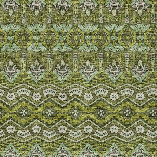 Olive Green Purple And Ivory Moroccan Washable Indoor Outdoor Area Rug Photo 7