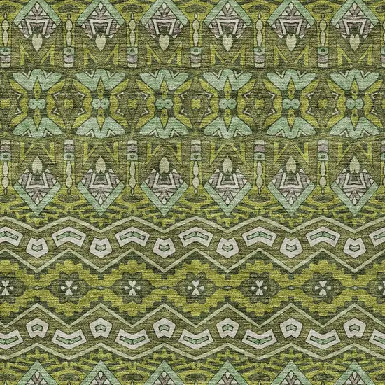 Olive Green Purple And Ivory Moroccan Washable Indoor Outdoor Area Rug Photo 7