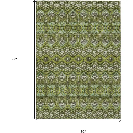Olive Green Purple And Ivory Moroccan Washable Indoor Outdoor Area Rug Photo 3