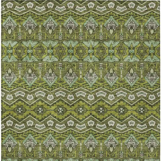 Olive Green Purple And Ivory Moroccan Washable Indoor Outdoor Area Rug Photo 8