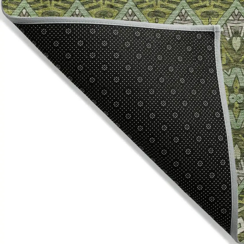 Olive Green Purple And Ivory Moroccan Washable Indoor Outdoor Area Rug Photo 4