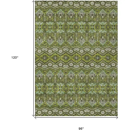 Olive Green Purple And Ivory Moroccan Washable Indoor Outdoor Area Rug Photo 3