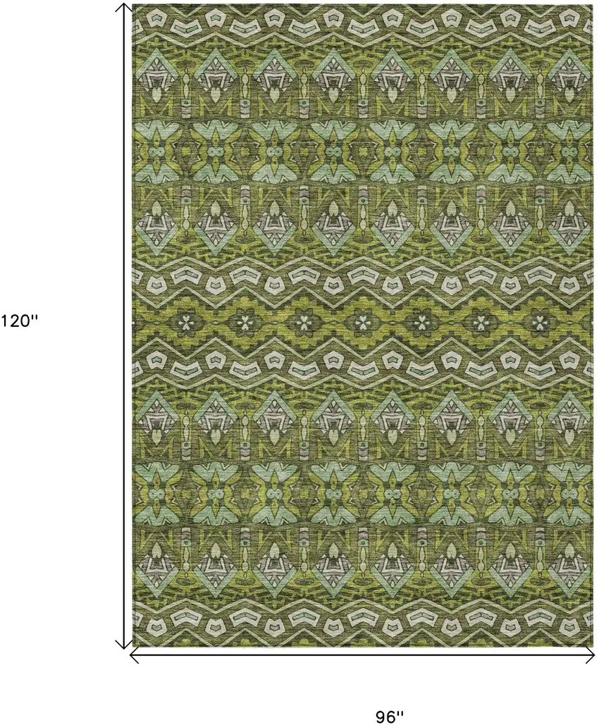 Olive Green Purple And Ivory Moroccan Washable Indoor Outdoor Area Rug Photo 3