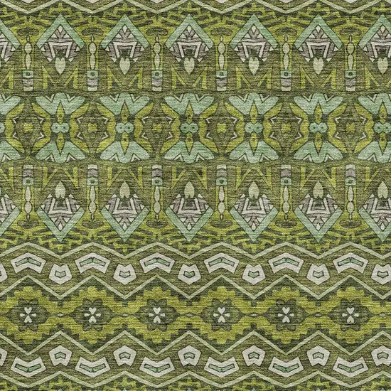 Olive Green Purple And Ivory Moroccan Washable Indoor Outdoor Area Rug Photo 7