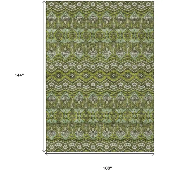 Olive Green Purple And Ivory Moroccan Washable Indoor Outdoor Area Rug Photo 3