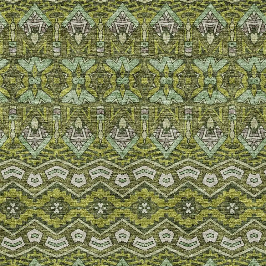 Olive Green Purple And Ivory Moroccan Washable Indoor Outdoor Area Rug Photo 7